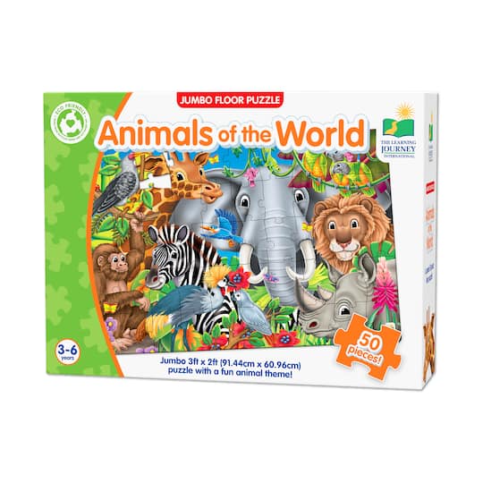 Jumbo Floor Puzzle - Animals of the World: 50 Pcs By The Learning Journey | 11.25" x 8.375" x 3" | Michaels®